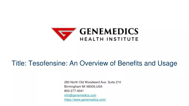 title tesofensine an overview of benefits and usage