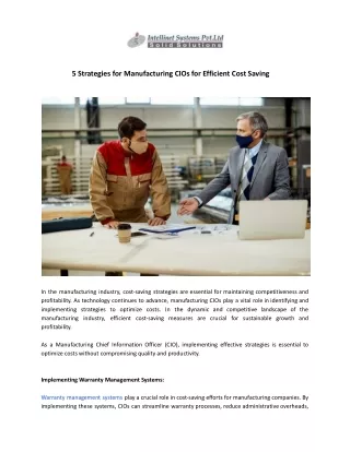 5 strategies for manufacturing cios for efficient