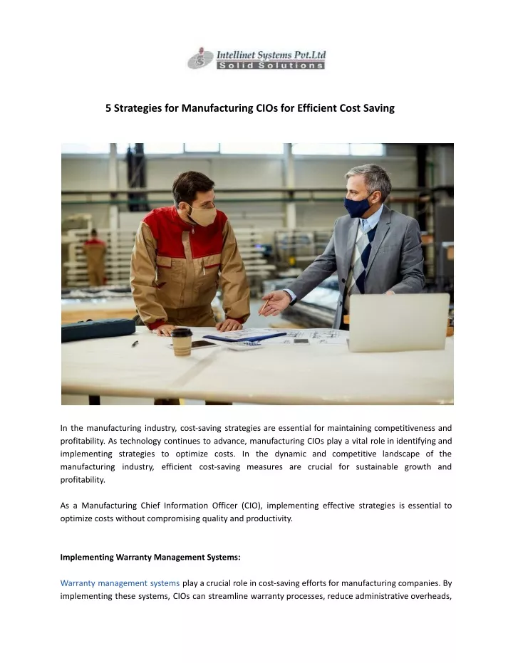 5 strategies for manufacturing cios for efficient