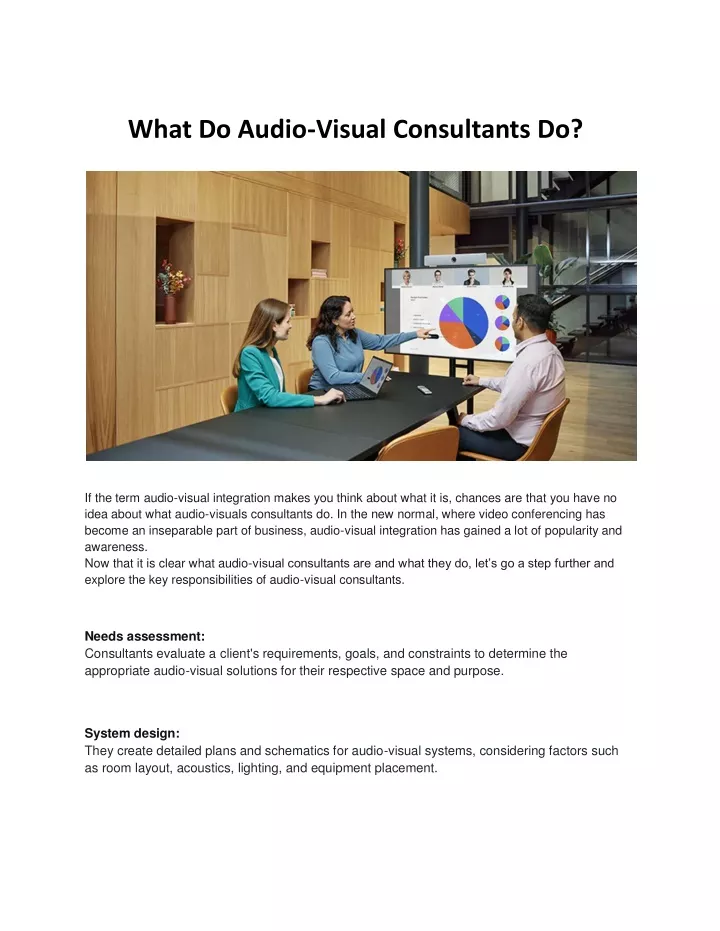 what do audio visual consultants do