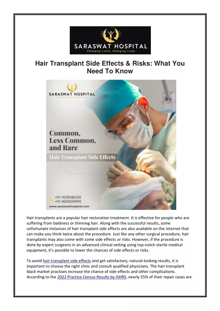 hair transplant side effects risks what you need