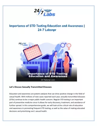 Importance of STD Testing Education and Awareness - 24-7 Labsnpr