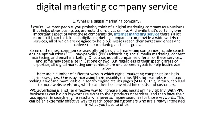digital marketing company service