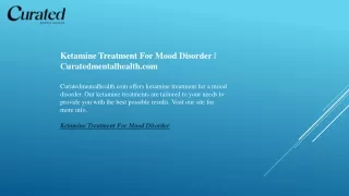 Ketamine Treatment For Mood Disorder  Curatedmentalhealth.com