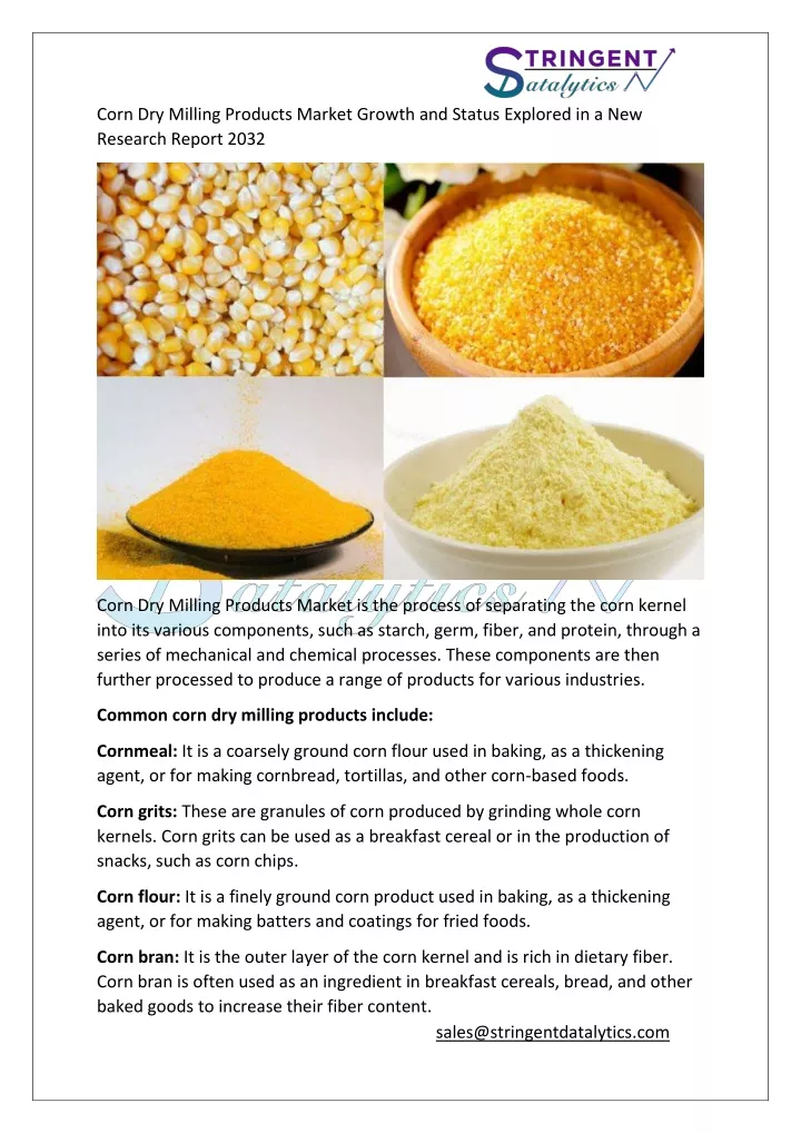 corn dry milling products market growth