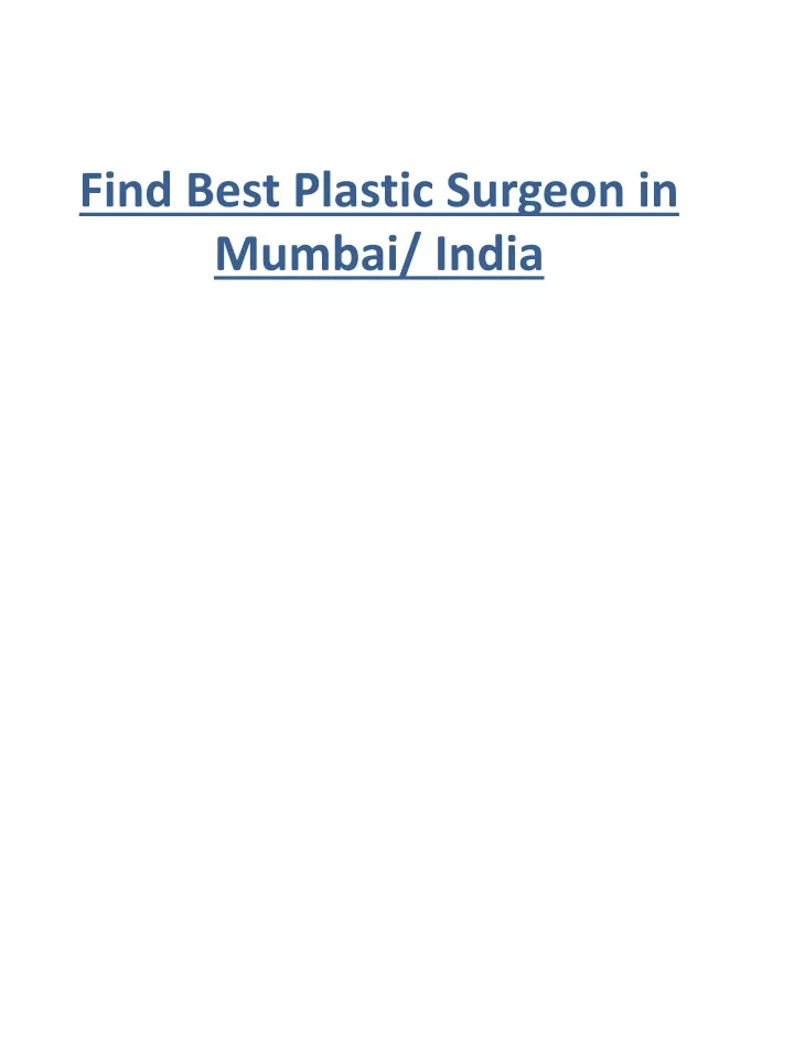 find best plastic surgeon in mumbai india