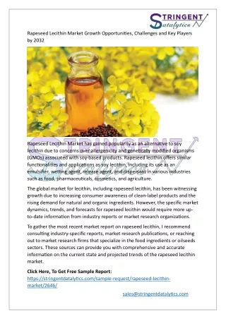 rapeseed lecithin market growth opportunities