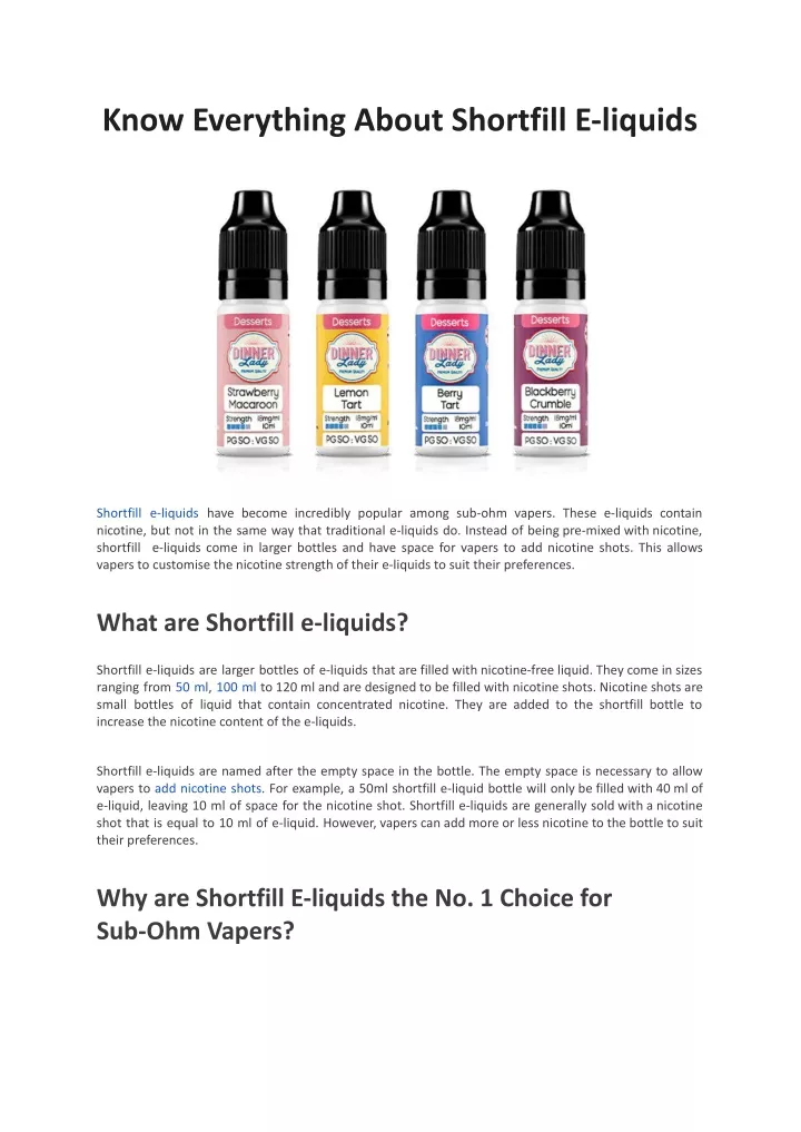 know everything about shortfill e liquids