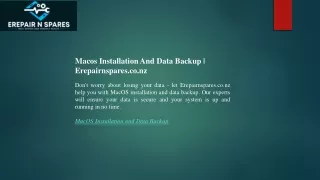 Macos Installation And Data Backup  Erepairnspares.co.nz