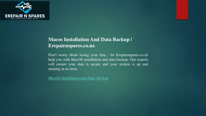 macos installation and data backup erepairnspares