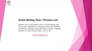 Tennis Betting Stats  Tirsbots.com