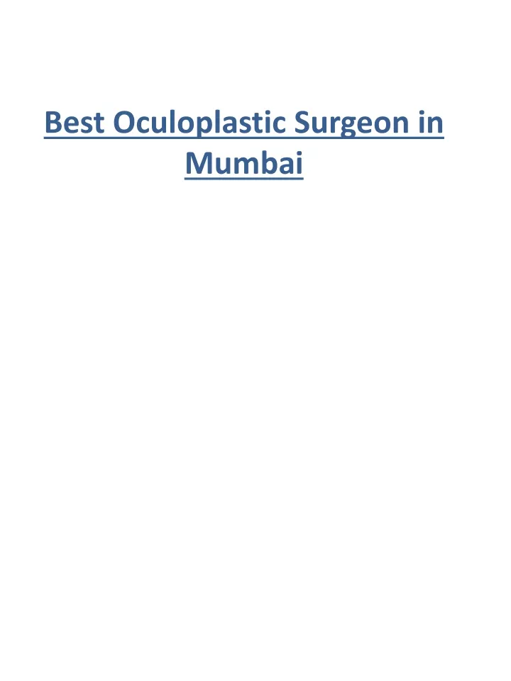 best oculoplastic surgeon in mumbai