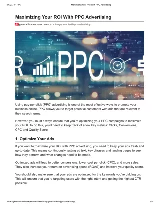 Maximizing Your ROI With PPC Advertising