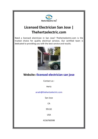 Licensed Electrician San Jose  Thehertzelectric.com