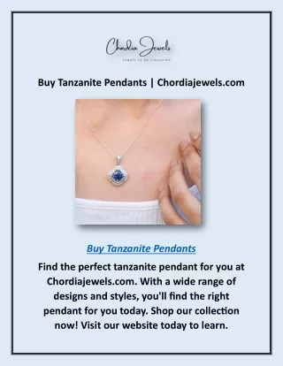 Buy Tanzanite Pendants | Chordiajewels.com