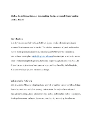 Global Logistics Alliances_ Connecting Businesses and Empowering Global Trade