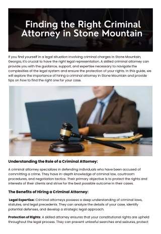 Finding a Reliable Criminal Attorney in Stone Mountain