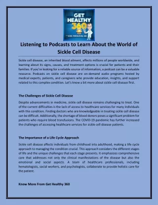 Listening to Podcasts to Learn About the World of Sickle Cell Disease