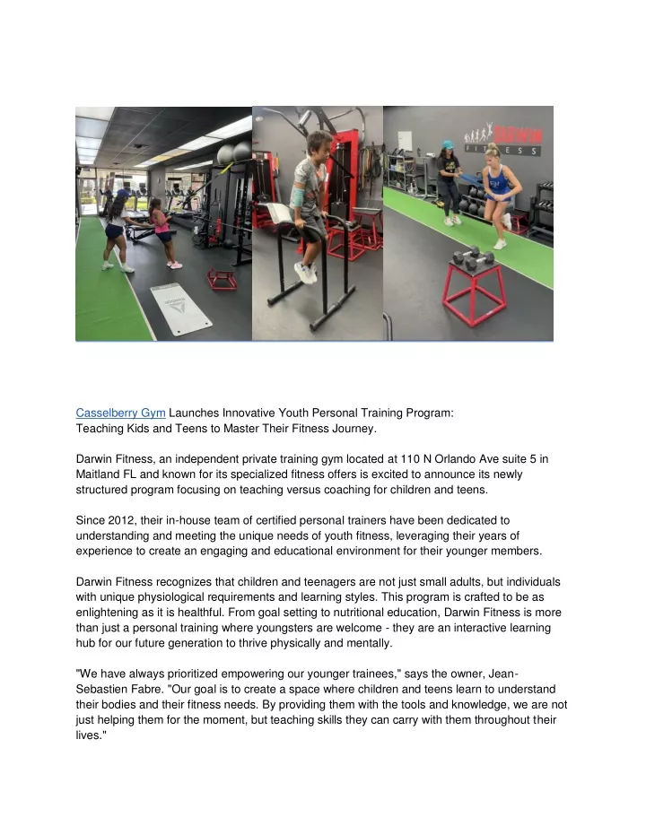 casselberry gym launches innovative youth