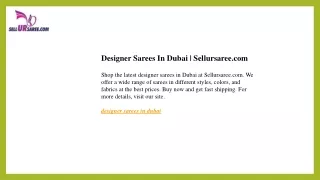 Designer Sarees In Dubai  Sellursaree.com