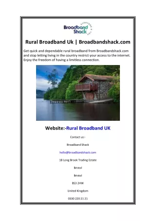 Rural Broadband Uk  Broadbandshack.com