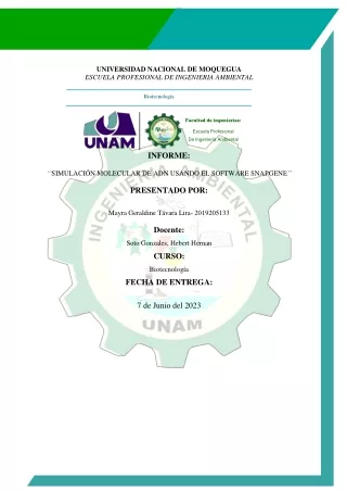 SIMULACIÓN MOLECULAR DE ADN USANDO EL SOFTWARE SNAPGENE