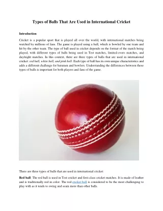 Types of Balls That Are Used in International Cricket
