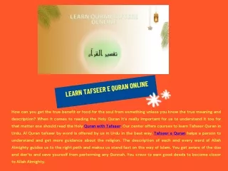Learn Tafseer e Quran Online
