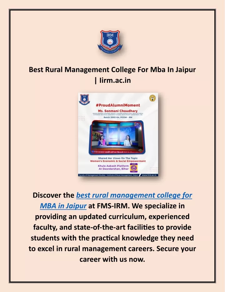 best rural management college for mba in jaipur