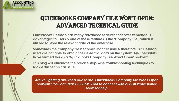 quickbooks company file won t open advanced technical guide