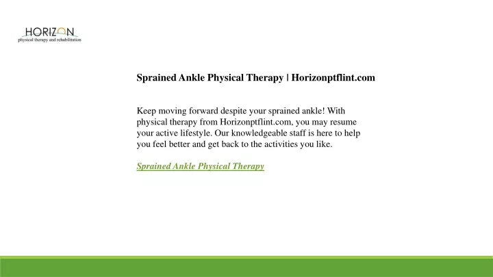 sprained ankle physical therapy horizonptflint com