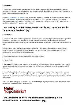 Yeni Bir E Ticaret Sitesi Kurmak İçin Gerekenler İle Yapmamanız Gereken 7 Şey)