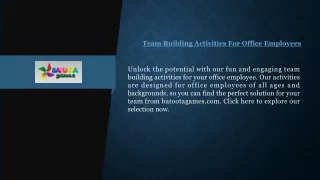 Team Building Activities For Office Employees | Batootagames.com