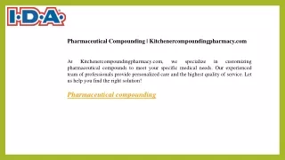 Pharmaceutical Compounding  Kitchenercompoundingpharmacy.com