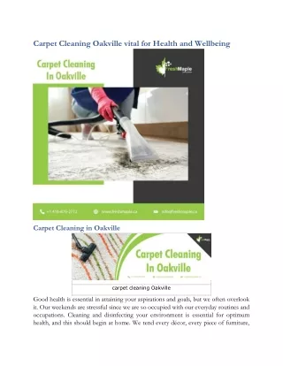 Carpet Cleaning Oakville vital for Health and Wellbeing