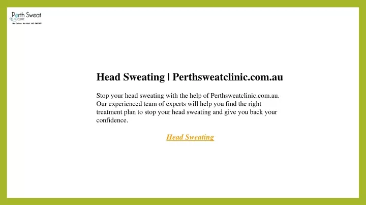 head sweating perthsweatclinic com au stop your