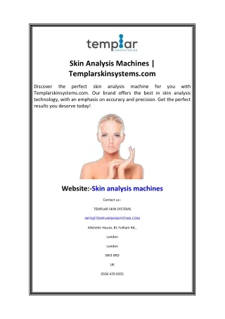 Skin Analysis Machines  Templarskinsystems.com