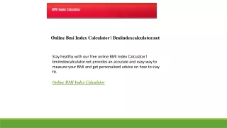 Online Bmi Index Calculator Bmiindexcalculator.net