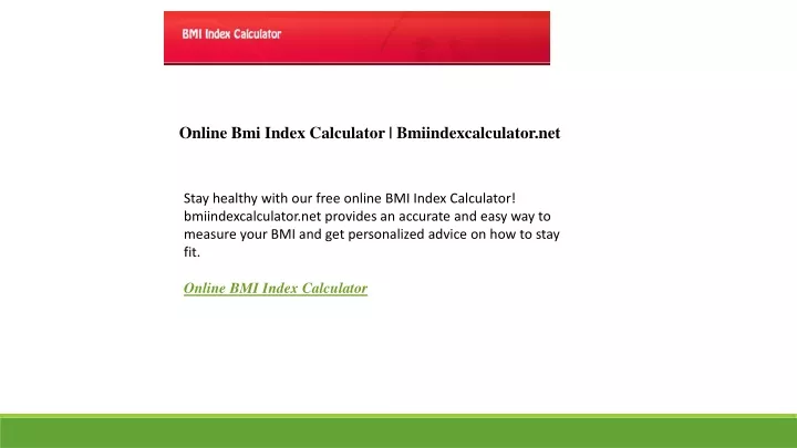 online bmi index calculator bmiindexcalculator net