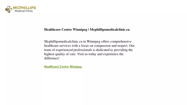 healthcare centre winnipeg