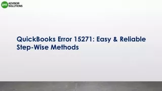 Instant Ways To Fix QuickBooks Error 15271