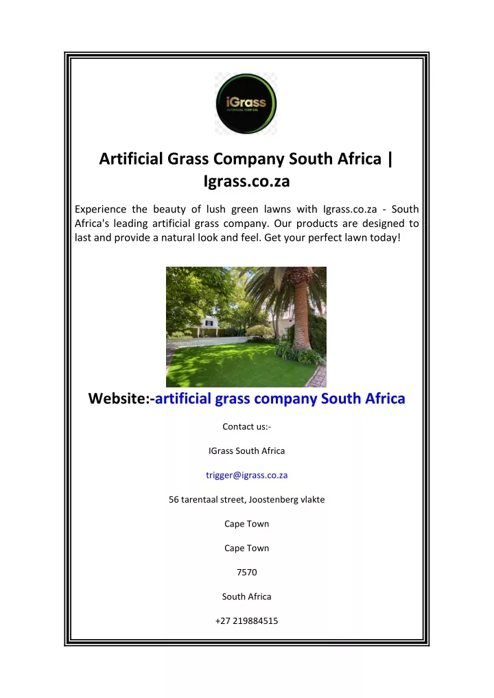 artificial grass company south africa igrass co za