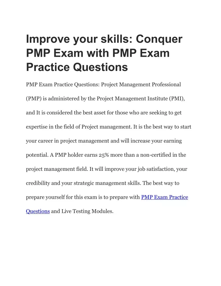 improve your skills conquer pmp exam with
