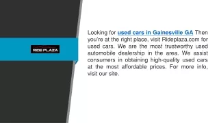 Used Cars in Gainesville Ga  Rideplaza.com