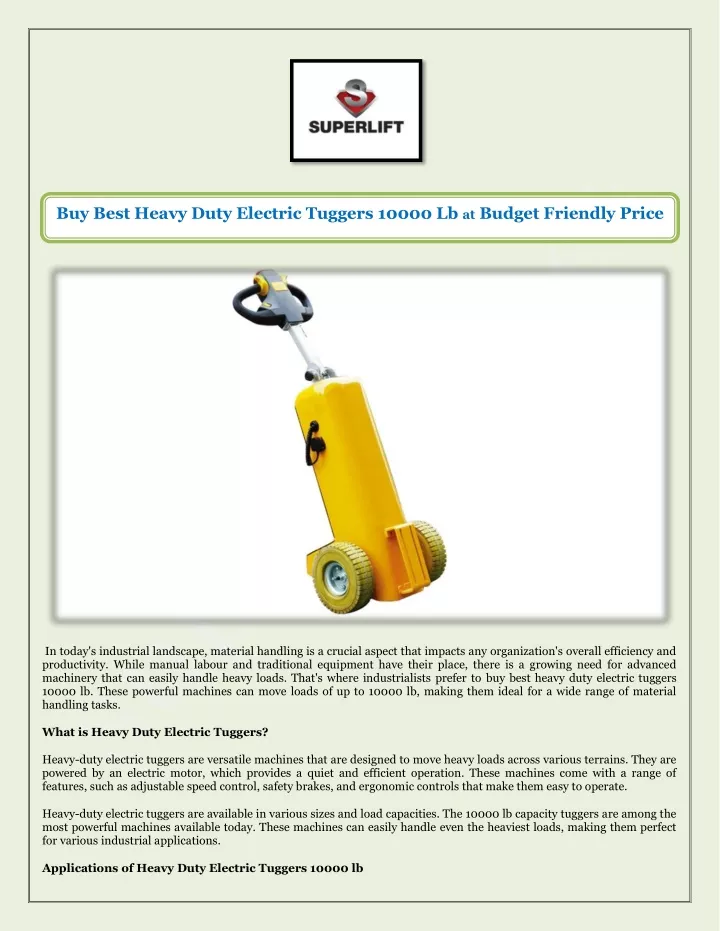 buy best heavy duty electric tuggers 10000