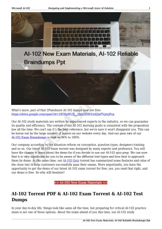 AI-102 New Exam Materials, AI-102 Reliable Braindumps Ppt