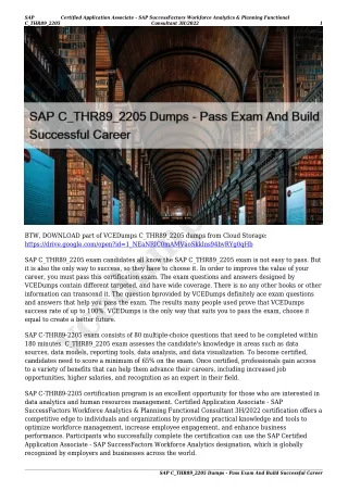 SAP C_THR89_2205 Dumps - Pass Exam And Build Successful Career