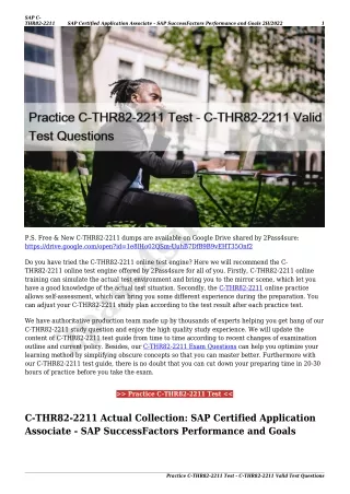 Practice C-THR82-2211 Test - C-THR82-2211 Valid Test Questions