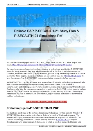 Reliable SAP P-SECAUTH-21 Study Plan & P-SECAUTH-21 Simulations Pdf