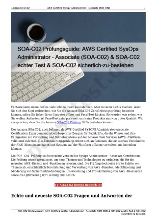 SOA-C02 Prüfungsguide: AWS Certified SysOps Administrator - Associate (SOA-C02) & SOA-C02 echter Test & SOA-C02 sicherli